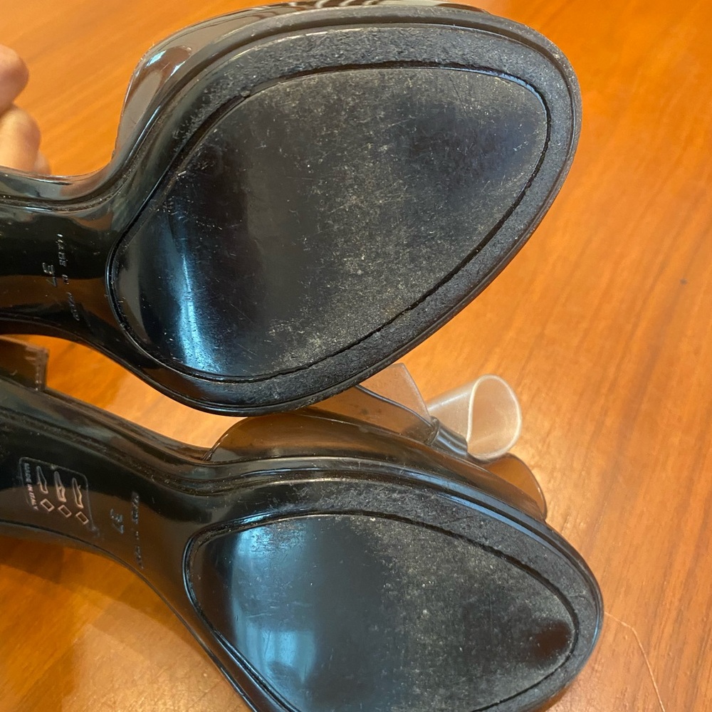 Furla Candy Collection Women's Black Peep-Toe Heels with Bow - Picture 3 of 9